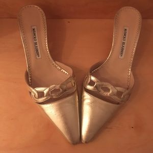 Gold Manolo Blahnik kitten heels